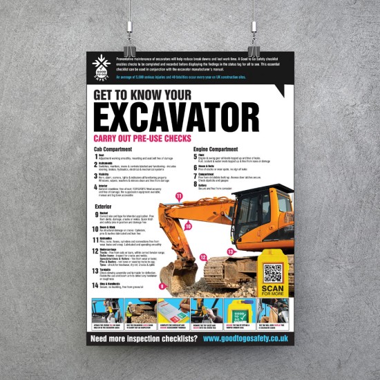 Excavator Poster - Visual Inspection Checklist